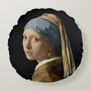 Girl with a Pearl Earring, c.1665-6 (oil on canvas Round Cushion