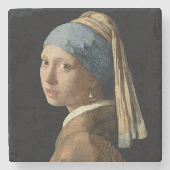 Girl with a Pearl Earring, c.1665-6 (oil on canvas Stone Coaster (Front)