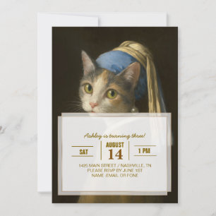 Girl with a Pearl Earring Cat Invitation