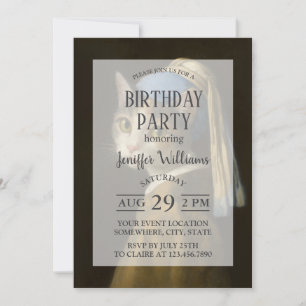 Girl with a Pearl Earring Cat Invitation