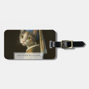 Girl with a Pearl Earring Cat Luggage Tag