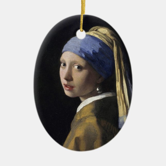 Girl with a Pearl Earring Ceramic Tree Decoration (Front)