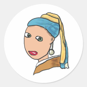 Girl With A Pearl Earring Classic Round Sticker