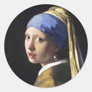 Girl with a Pearl Earring, Jan Vermeer Classic Round Sticker