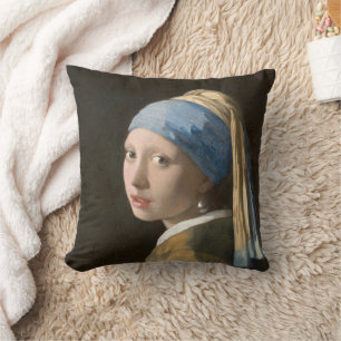 Girl with a Pearl Earring-Johannes Vermeer Art  Cushion