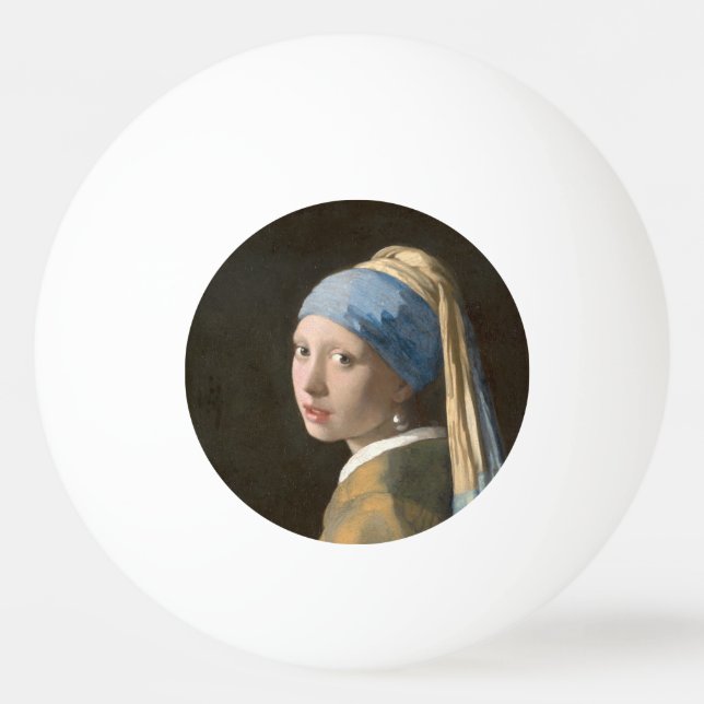 Girl with a Pearl Earring-Johannes Vermeer Art Ping Pong Ball (Front)