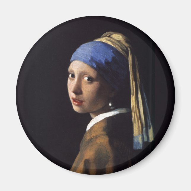 Girl with a Pearl Earring Painting by Vermeer Magnet (Front)