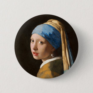 Girl with a Pearl Earring Portrait Painting 6 Cm Round Badge