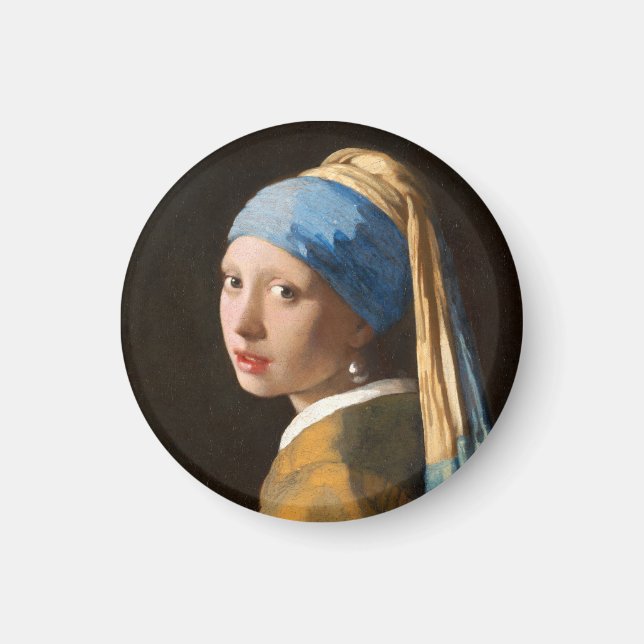 Girl with a Pearl Earring Portrait Painting Magnet (Front)