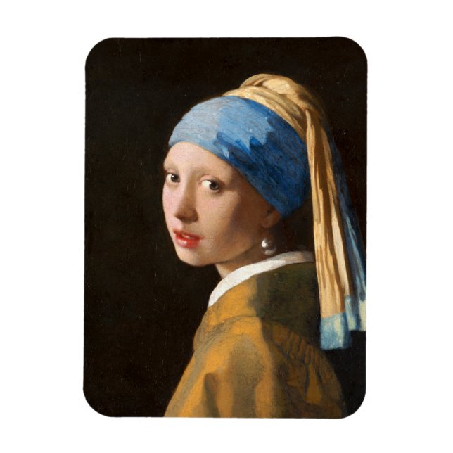 Girl with a Pearl Earring Portrait Painting Magnet (Vertical)