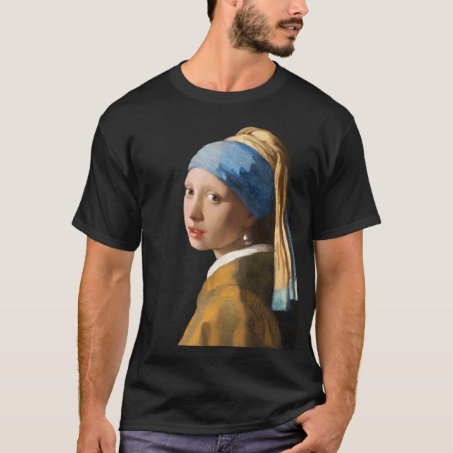 Girl with a Pearl Earring Portrait Painting T-Shirt (Front)