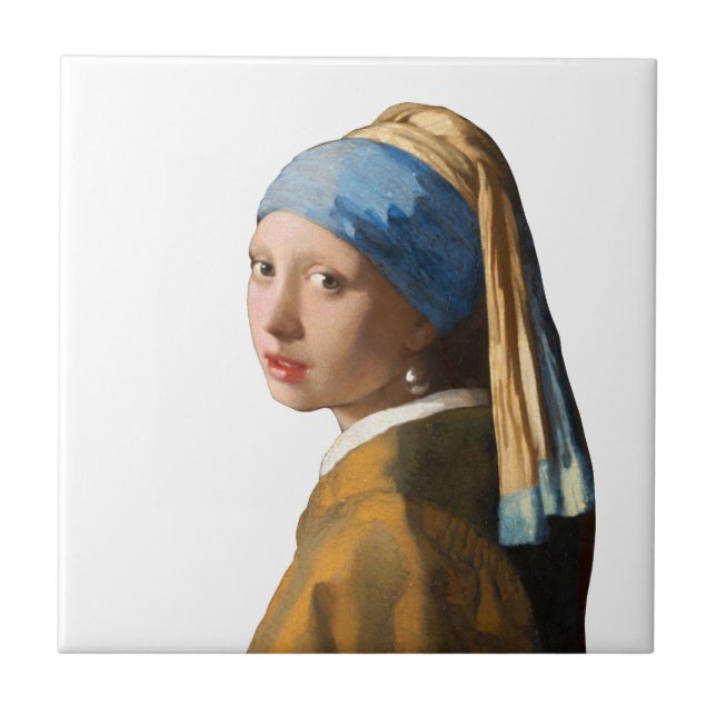 Girl with a Pearl Earring Portrait Painting Tile (Front)