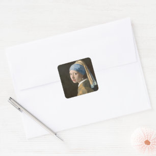 Girl with a pearl earring square sticker