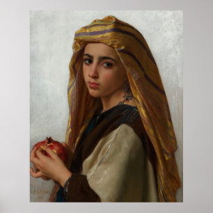 Girl with a Pomegranate - 1875 Bouguereau Painting Poster