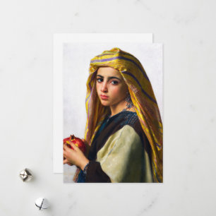 Girl with a Pomegranate by William Bouguereau Holiday Card