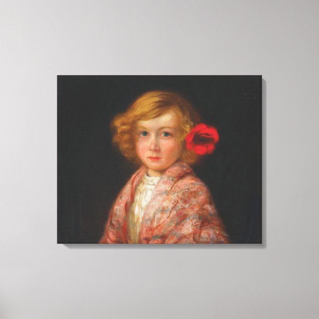 Girl With a Red Flower in Her Hair Canvas Print (Front)