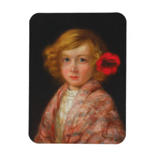 Girl With a Red Flower in Her Hair Magnet