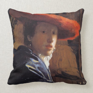 Girl with a Red Hat, c.1665 (oil on panel) Cushion