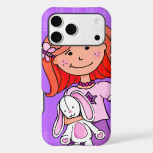 Girl with a soft toy rabbit and red hair
