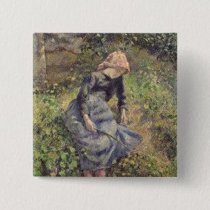 Girl with a Stick, 1881 15 Cm Square Badge