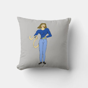 girl with a tail button cushion