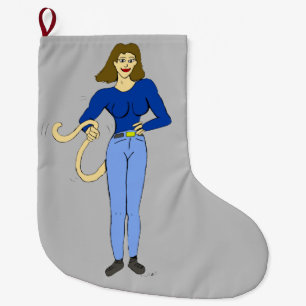 girl with a tail  large christmas stocking