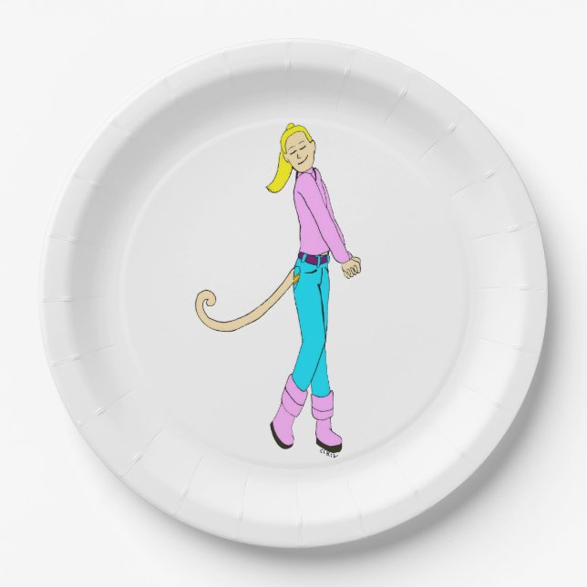 girl with a tail    paper plate (Front)