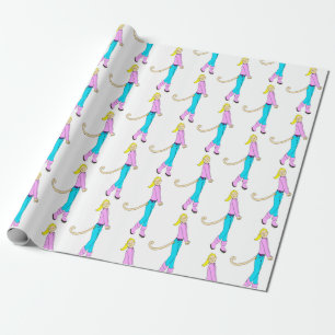 girl with a tail wrapping paper