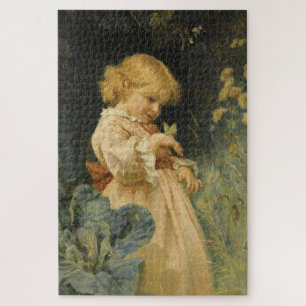 Girl with a Yellow Butterfly (by Frederick Morgan) Jigsaw Puzzle
