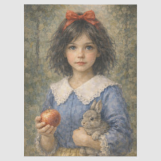 girl with apple and rabbit tissue paper