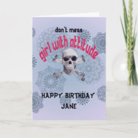 Girl with attitude birthday card