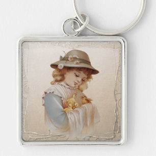 Girl with Baby Ducks Key Ring