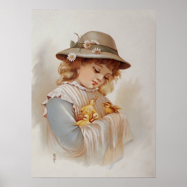 Girl with Baby Ducks Poster (Front)