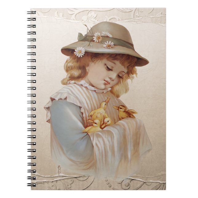 Girl with Baby Ducks Spiral Notebook (Front)