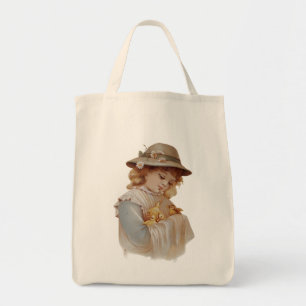 Girl with Baby Ducks Tote Bag