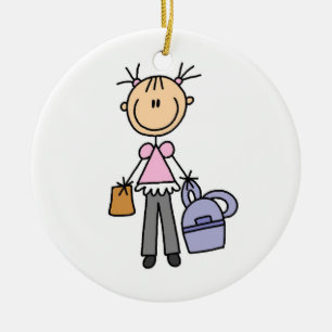 Girl With Backpack Ceramic Tree Decoration