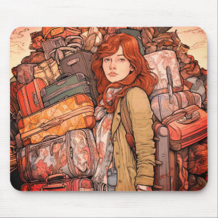 Girl with Baggage Mouse Pad