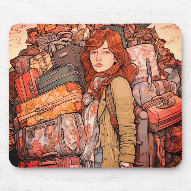 Girl with Baggage Mouse Pad (Front)