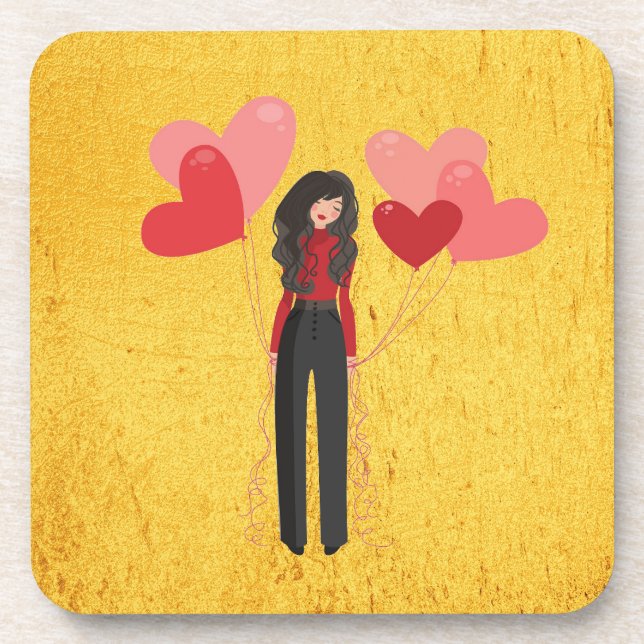 Girl with balloon whimsical coaster (Front)