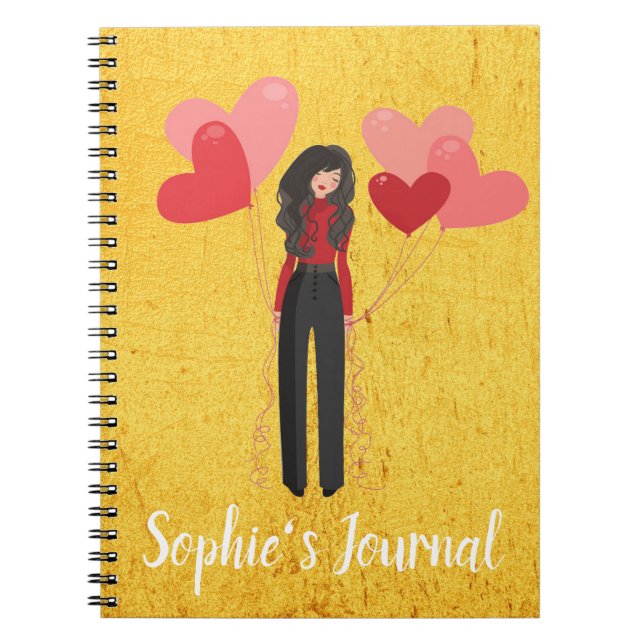 Girl with balloon whimsical notebook (Front)