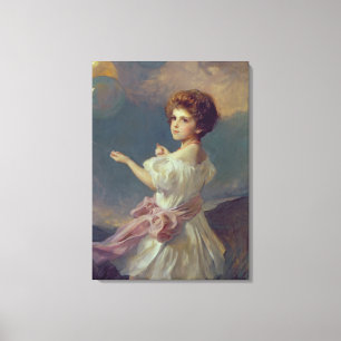 Girl with balloons canvas print