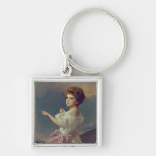 Girl with balloons key ring