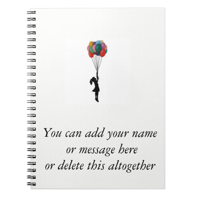 Girl with balloons notepad, notebook (Front)