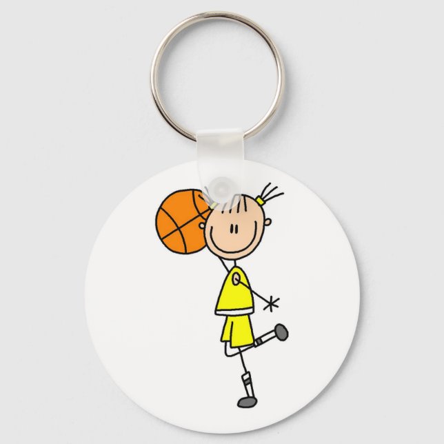 Girl With Basketball T-shirts and Gifts Key Ring (Front)