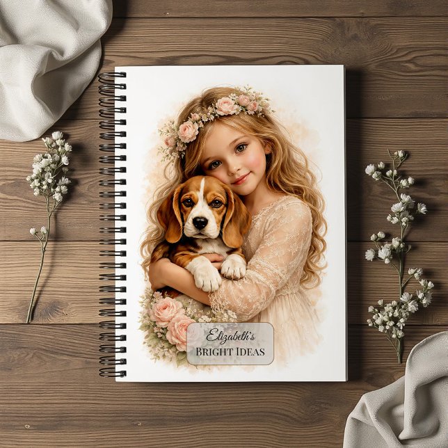 Girl with Beagle Puppy Notebook (Creator Uploaded)