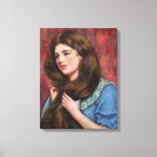 Girl with Beautiful Long Brown Hair Canvas Print