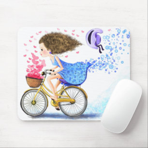 Girl with Bike Mouse Pad