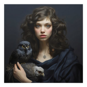 Girl with Birds Photo Print