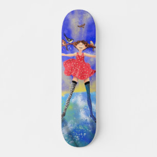 Girl with Birds Skateboard Friends