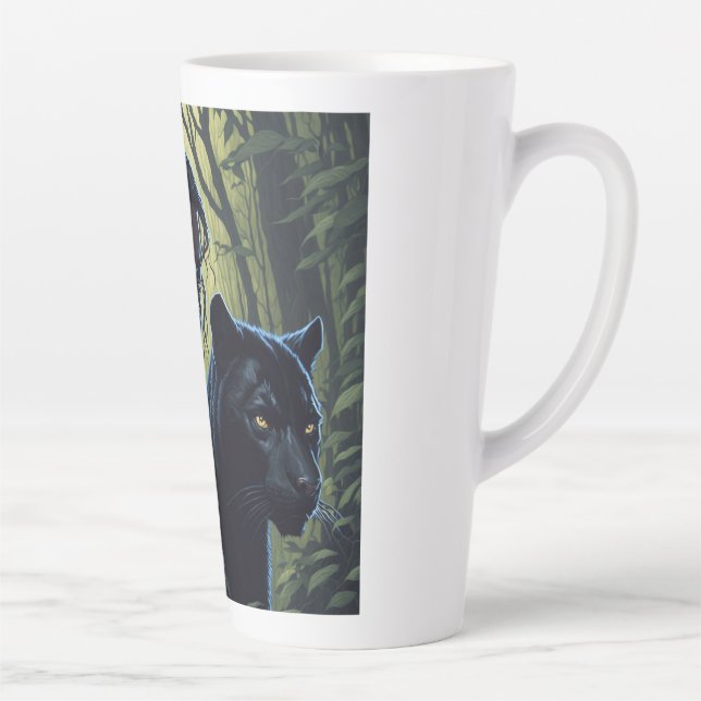 Girl with black panther latte mug (Right)